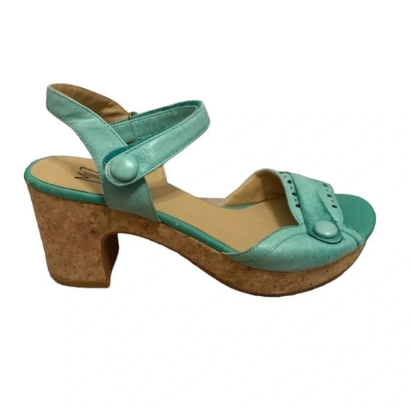 Miz Mooz Cookie Ankle Heeled Platform Leather Sandals 8 - Picture 2 of 11